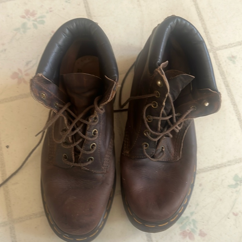 Dr. Martens brown boots.